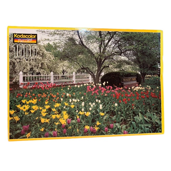 Kodacolor 1000 piece Jigsaw Puzzle NEW Sealed Prescott Park Flowers Fence Tree - Picture 2 of 6